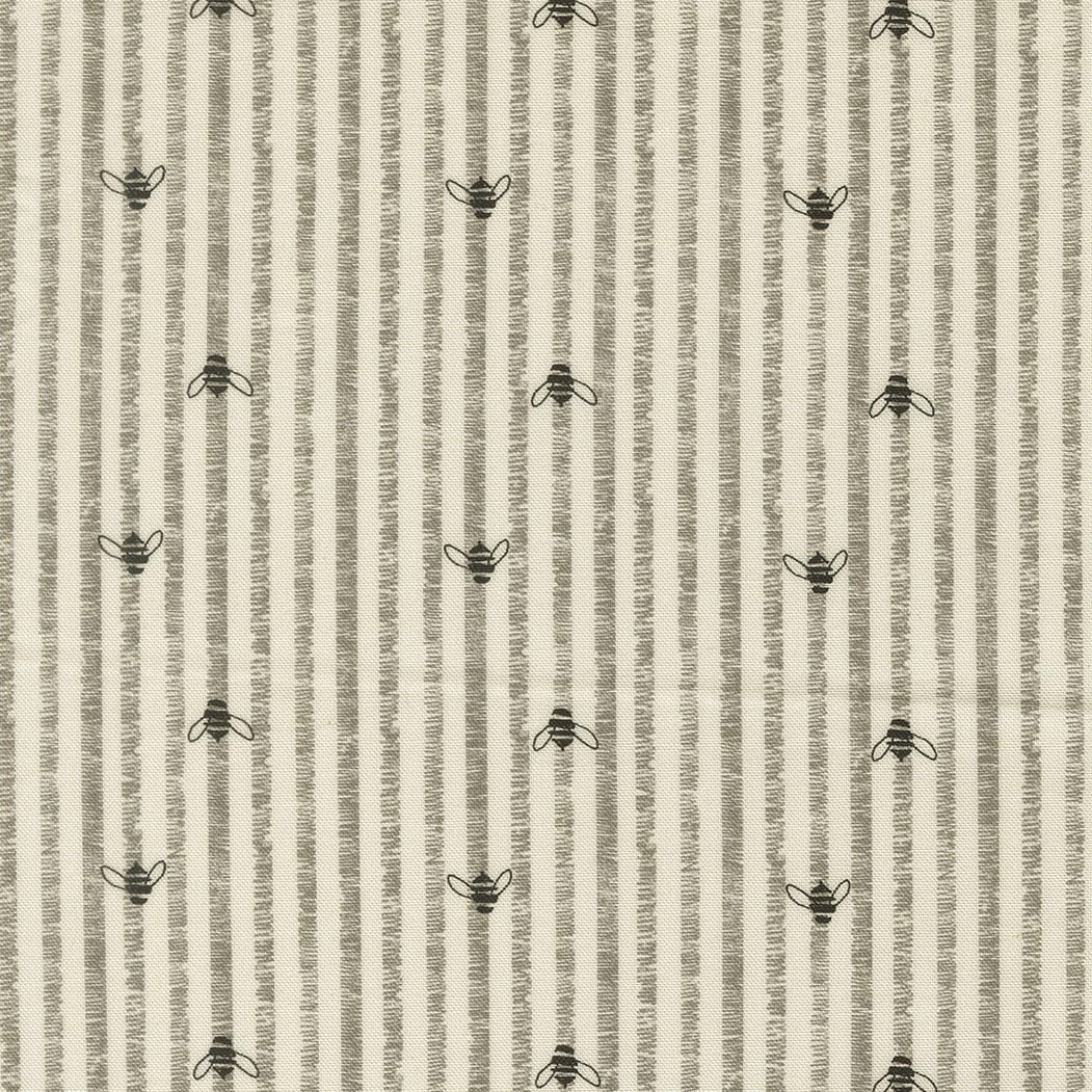 Grey Floral Moda Fabric Moda Pollinators in Bee Stripes Cloud - The Sewing Studio