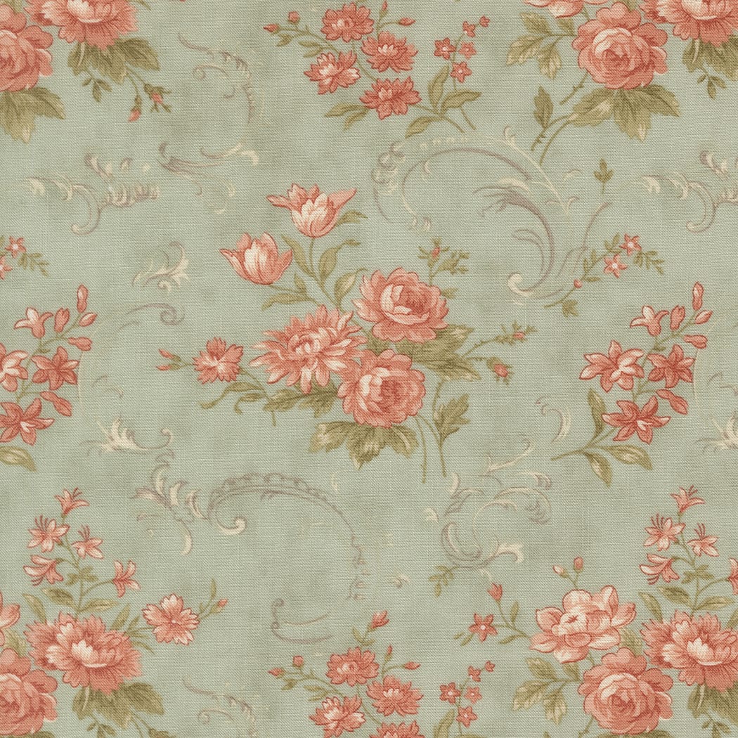 Blue Floral Moda Fabric Moda Dearly Beloved in Blissful Wish Florals Aqua - The Sewing Studio