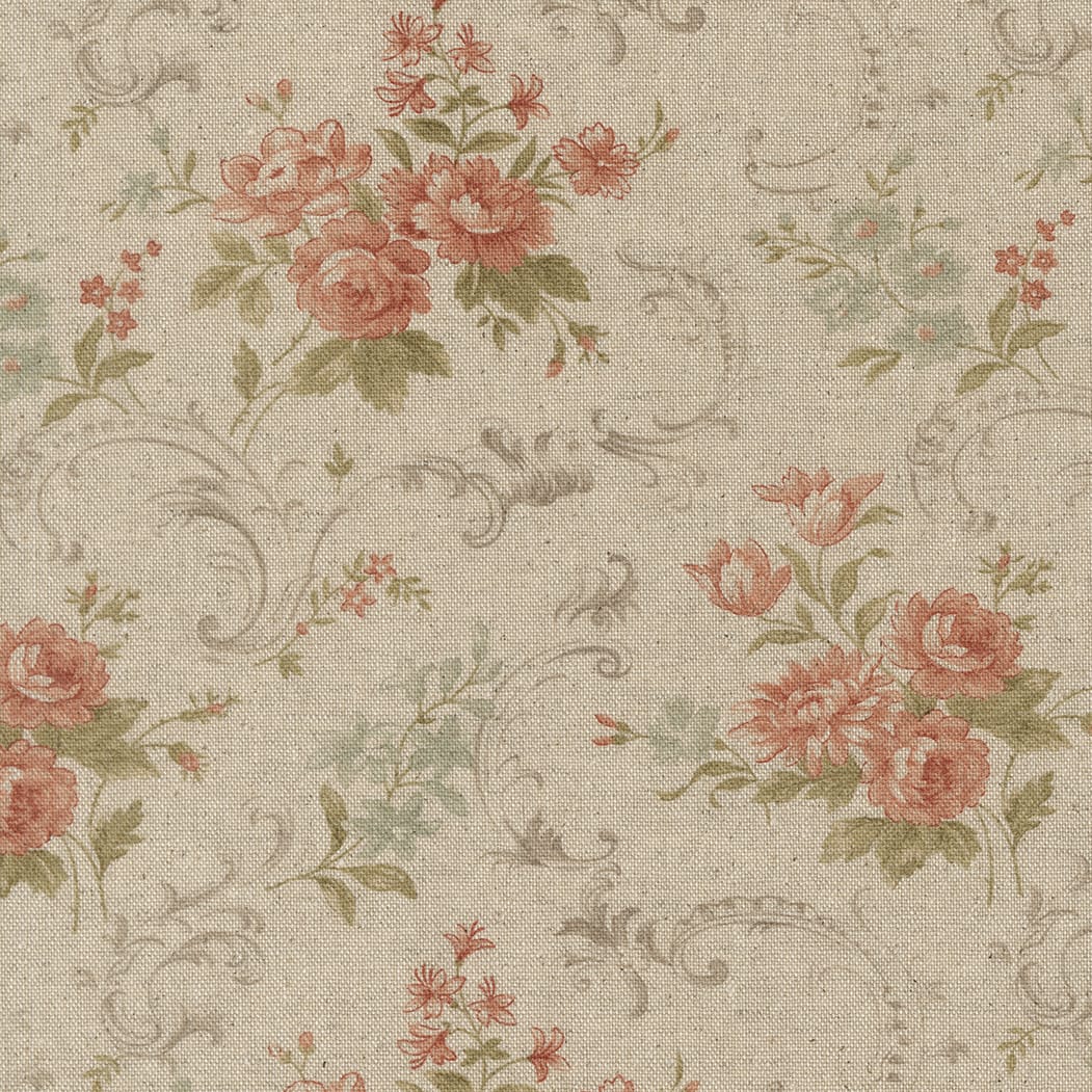 Multi-coloured Floral Moda Fabric Moda Dearly Beloved Cotton Linen in Blissful Wish Florals Mochi - The Sewing Studio