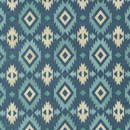 Blue Geometric Moda Fabric Moda Saddle Ranch Fabric in Blue Jeans 33793-18 - The Sewing Studio
