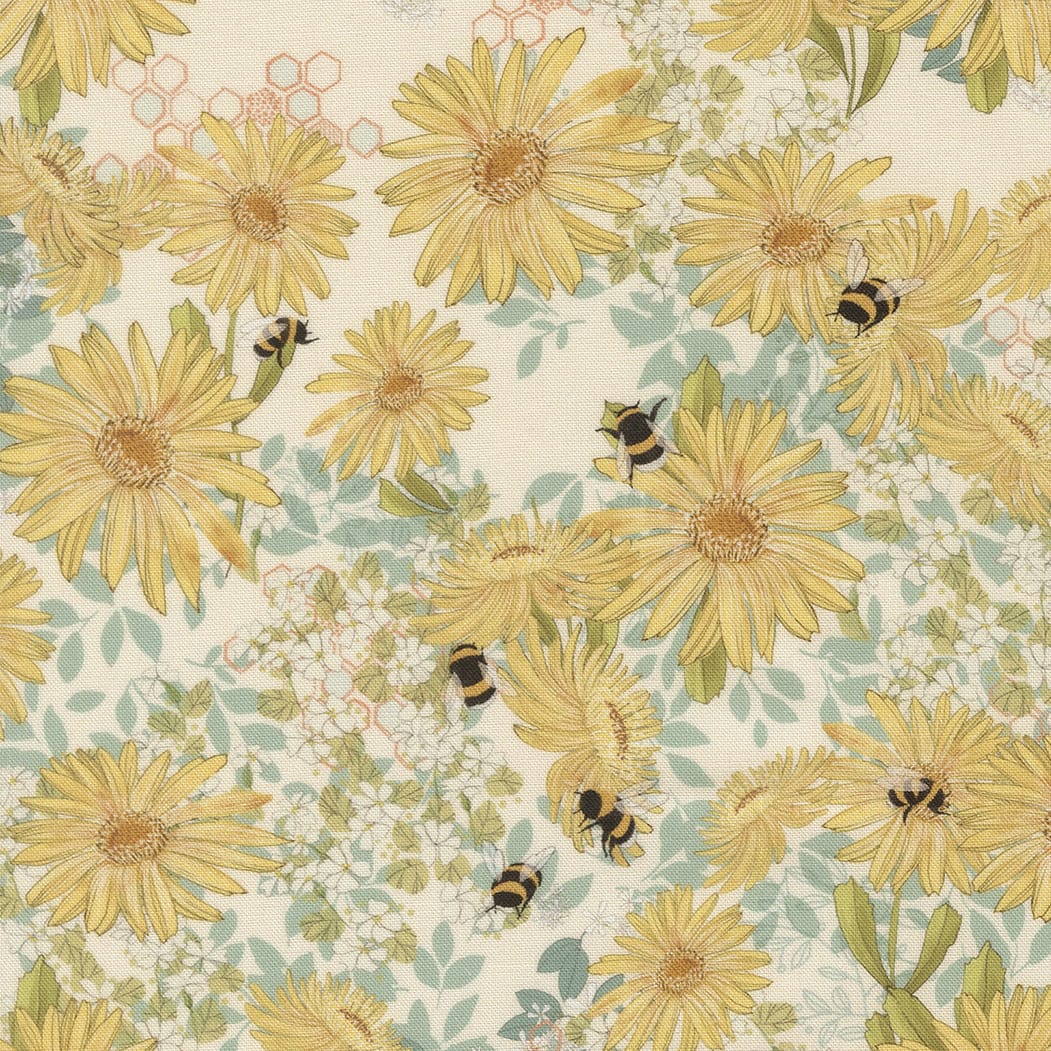 Multi-coloured Floral Moda Fabric Moda Pollinators in Daisies Cloud - The Sewing Studio