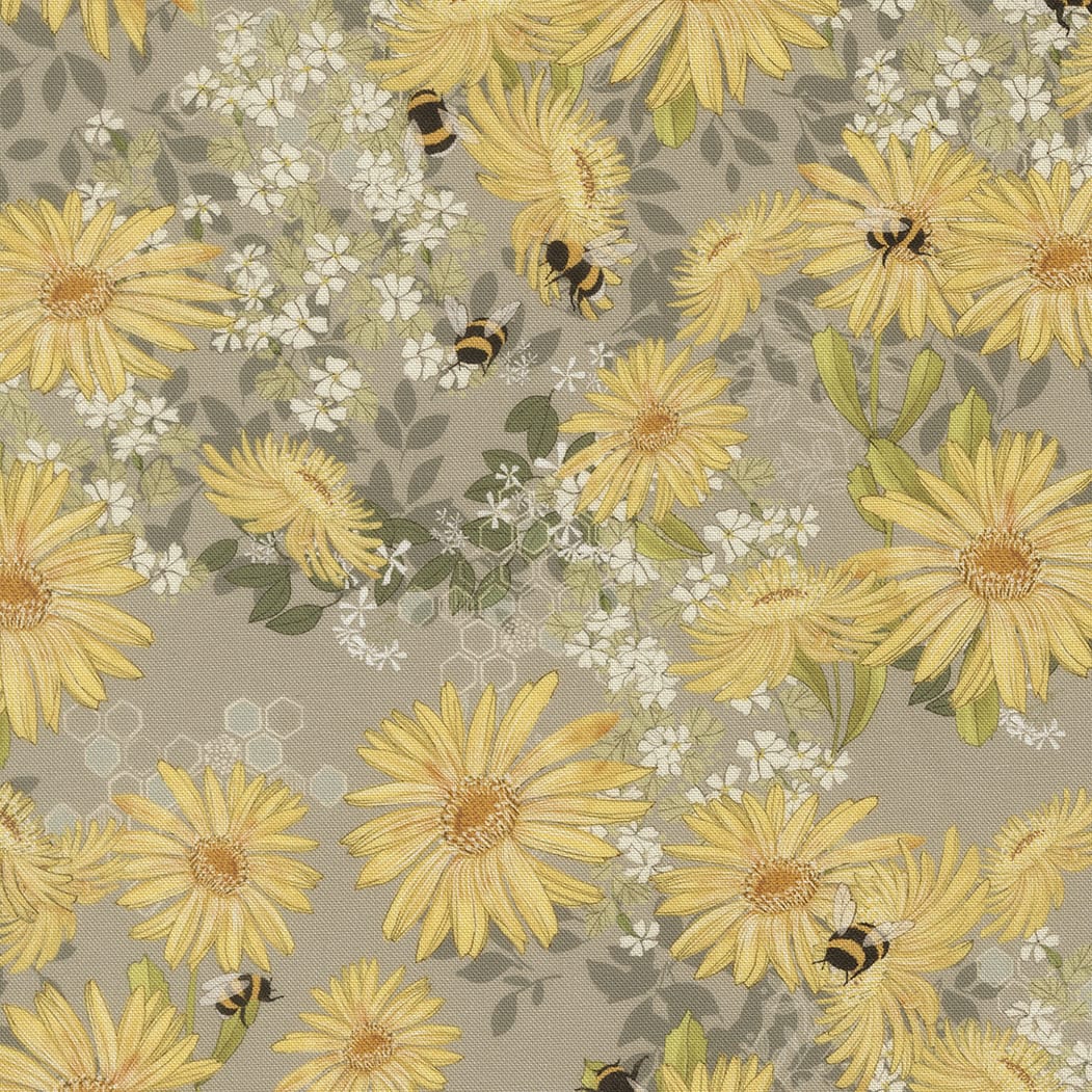 Grey Floral Moda Fabric Moda Pollinators in Daisies Pebble - The Sewing Studio