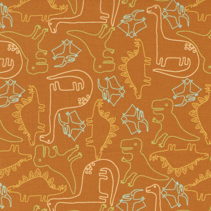 Orange Childrens, Dinosaurs Moda Fabric Moda Stomp Stomp Roar Fabric - The Sewing Studio