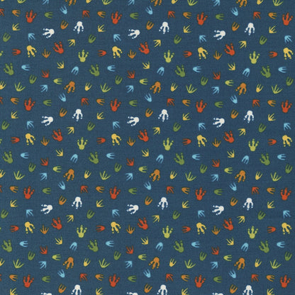 Blue, Multi-coloured Childrens, Dinosaurs, Small Print Moda Fabric Moda Stomp Stomp Roar Fabric - The Sewing Studio