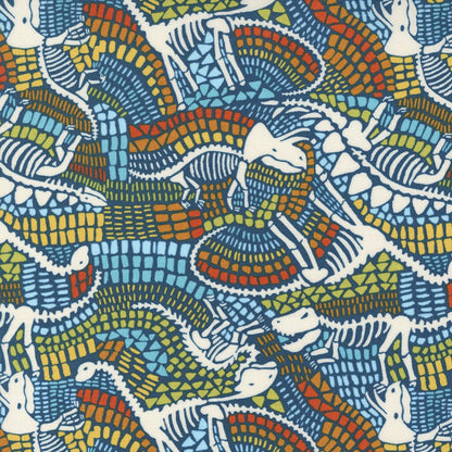 Multi-coloured Childrens, Dinosaurs Moda Fabric Moda Stomp Stomp Roar Fabric - The Sewing Studio