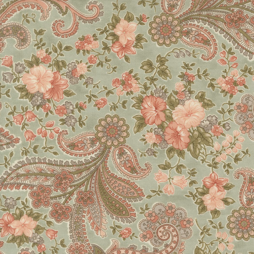 Blue Floral Moda Fabric Moda Dearly Beloved in Enchantment Paisley Mist - The Sewing Studio