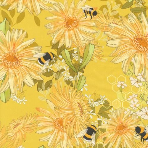 Yellow Woodland and Nature Moda Fabric Moda 108" Pollinators Quilt Backing in Golden - The Sewing Studio