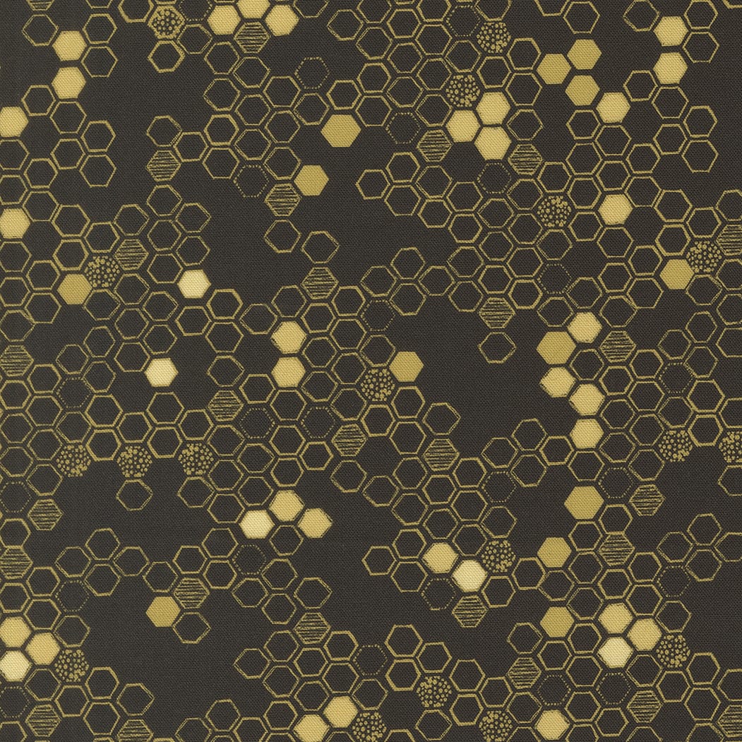 Black Floral Moda Fabric Moda Pollinators in Honeycomb Onyx - The Sewing Studio