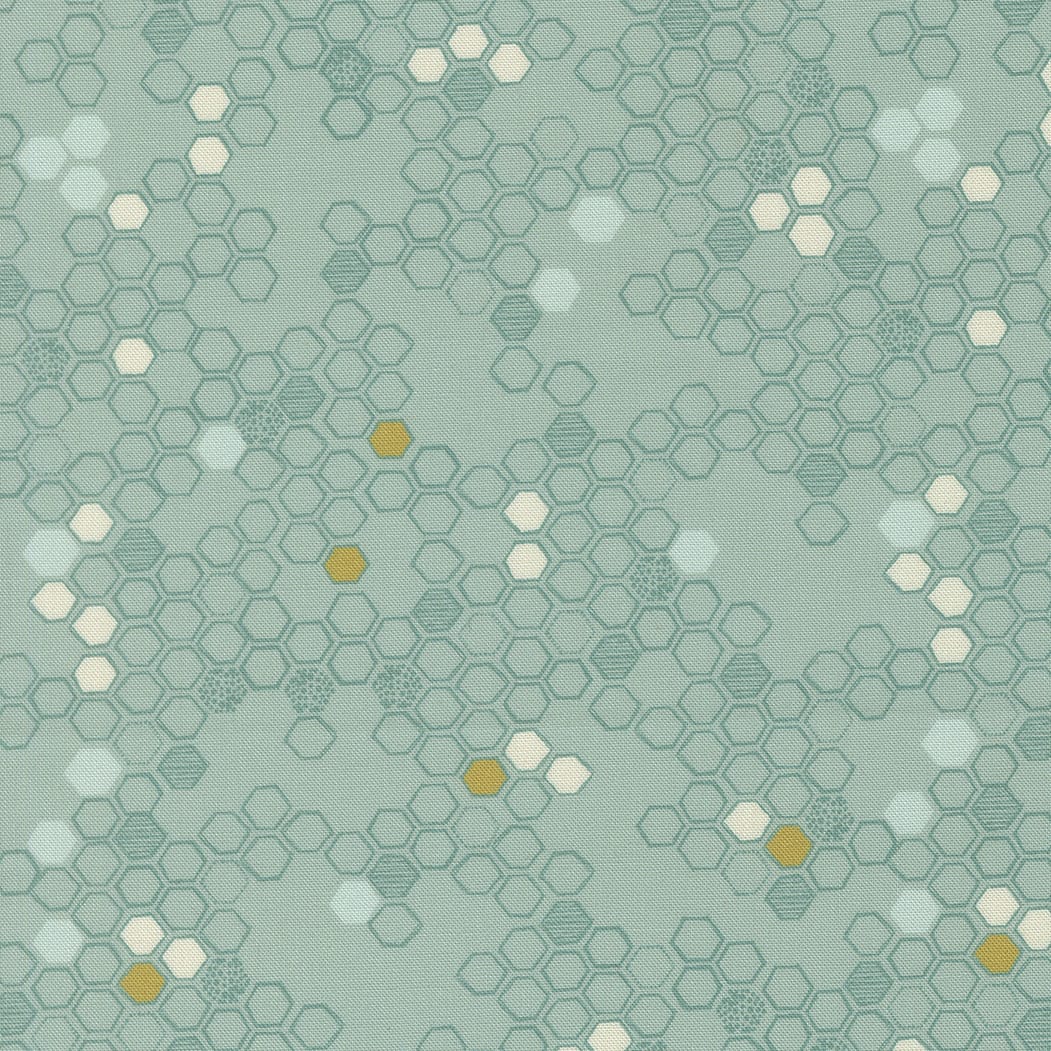 Blue Floral Moda Fabric Moda Pollinators in Honeycomb Stream - The Sewing Studio