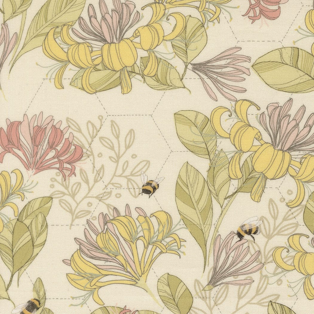Multi-coloured Floral Moda Fabric Moda Pollinators in Honeysuckle Cloud - The Sewing Studio