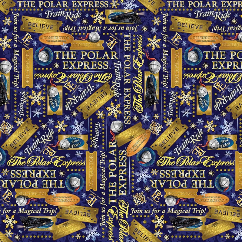 Multi-coloured Christmas Moda Fabric The Polar Express - The Sewing Studio