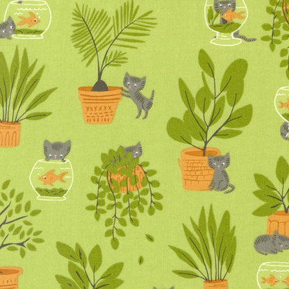 Green Dogs and Cats Moda Fabric Moda Here Kitty Kitty - The Sewing Studio