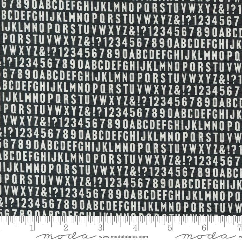 Moda Fabric Moda Sable Swan Alphabet Ebony 7446-15  - The Sewing Studio
