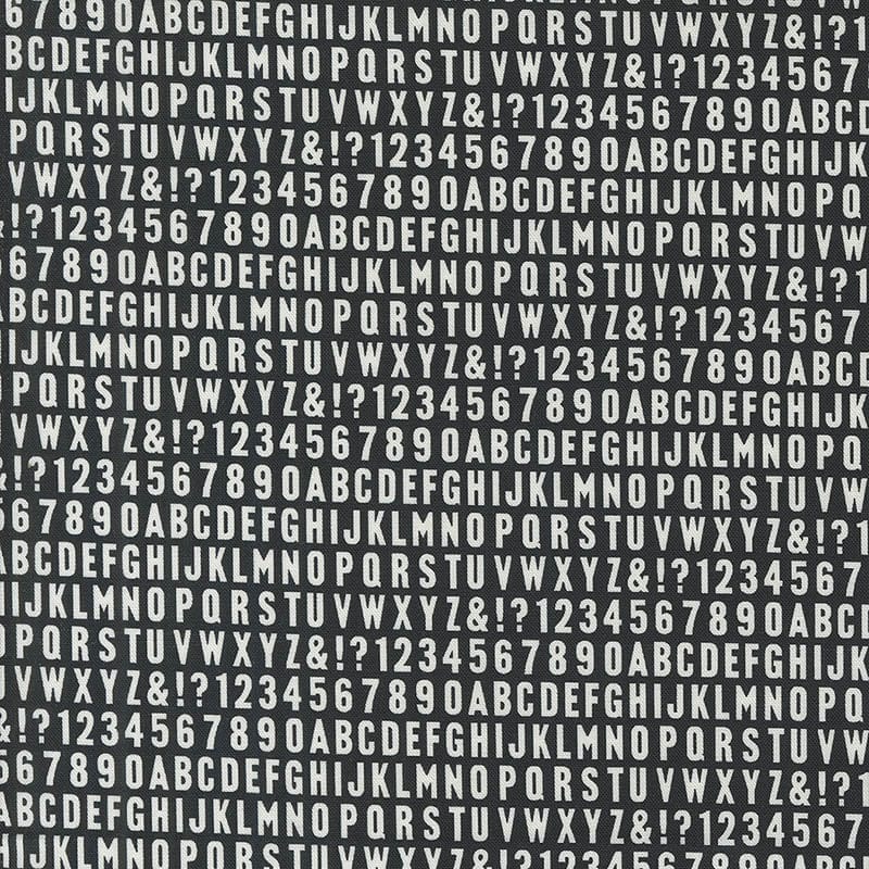 Moda Fabric Moda Sable Swan Alphabet Ebony 7446-15  - The Sewing Studio
