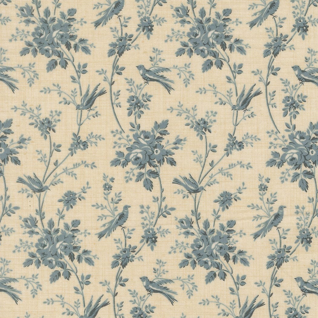 Blue Reproduction Moda Fabric Moda Fleur De Paris - The Sewing Studio