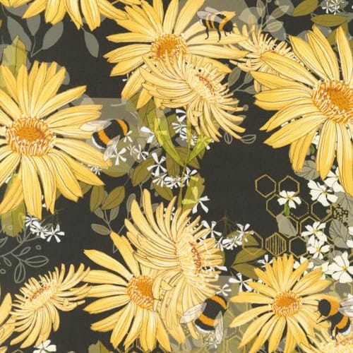 Multi-coloured Woodland and Nature Moda Fabric Moda 108" Pollinators Quilt Backing in Onyx - The Sewing Studio