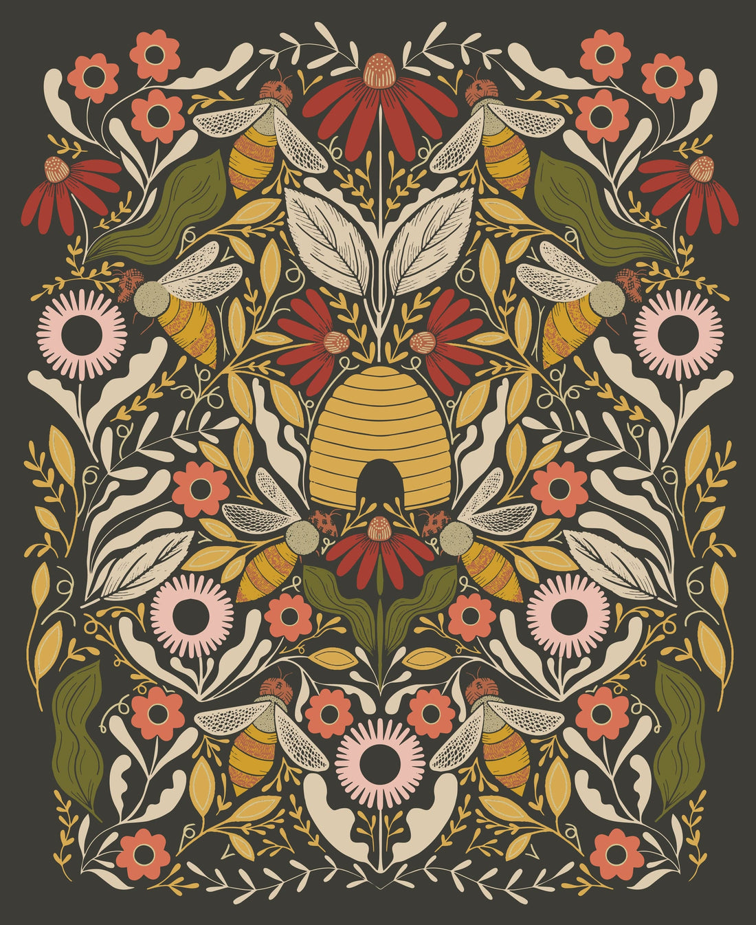 Moda Fabric Panels & Labels Moda Bee Garden Metallic Black Panel 48418 21M  - The Sewing Studio