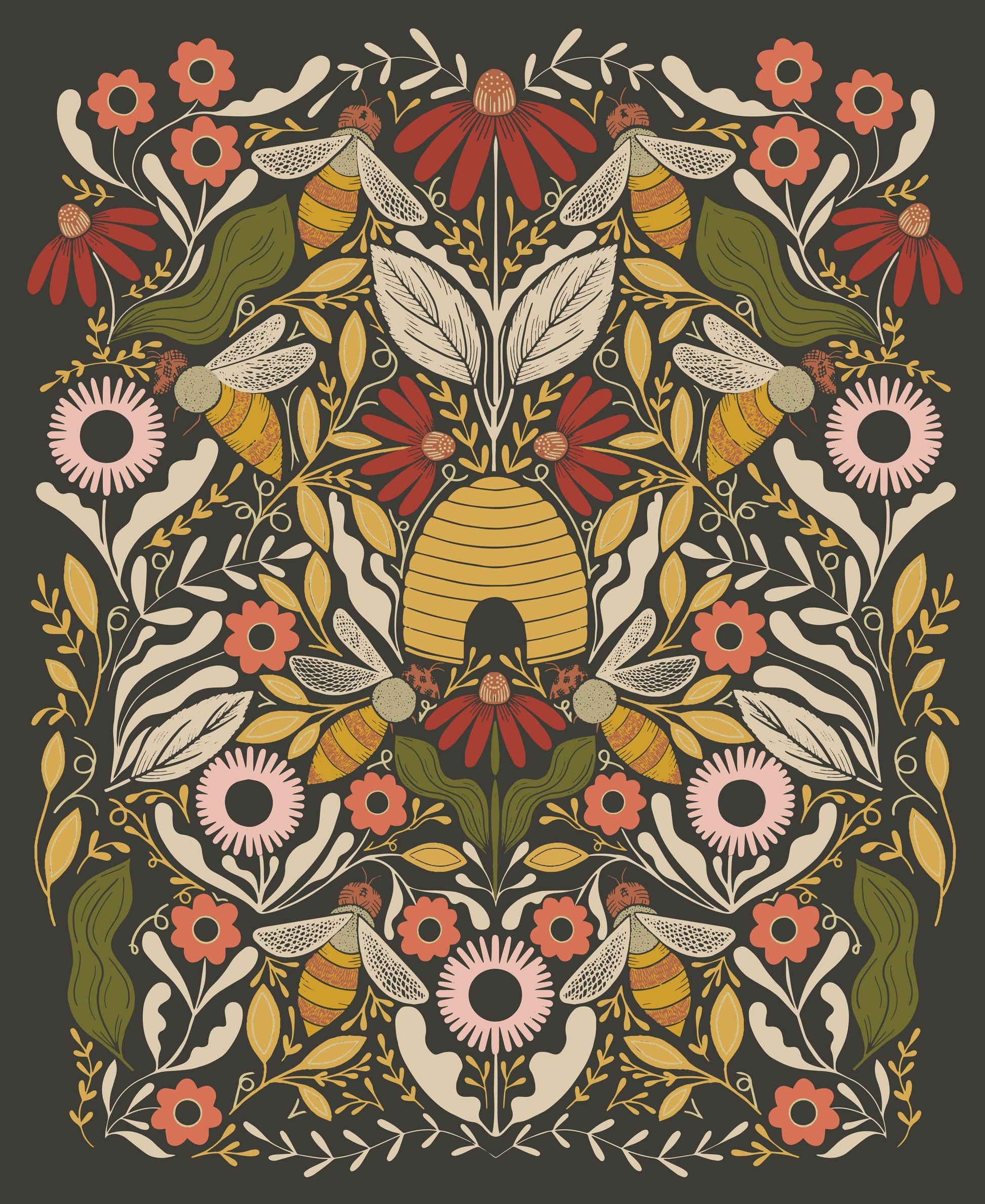 Moda Fabric Panels & Labels Moda Bee Garden Metallic Black Panel 48418 21M  - The Sewing Studio