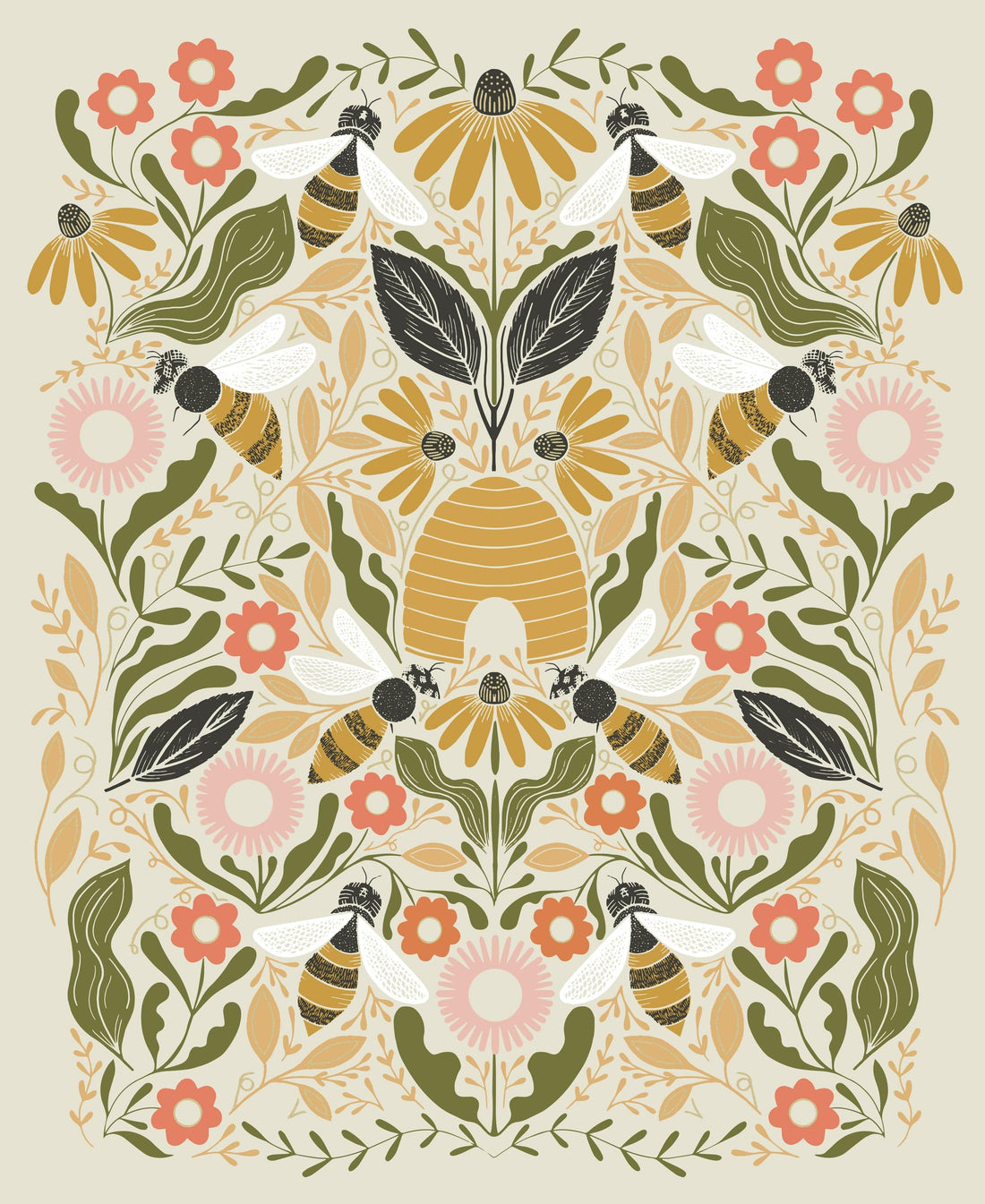 Moda Fabric Panels & Labels Moda Bee Garden Metallic Porcelain Panel 48418 11M  - The Sewing Studio