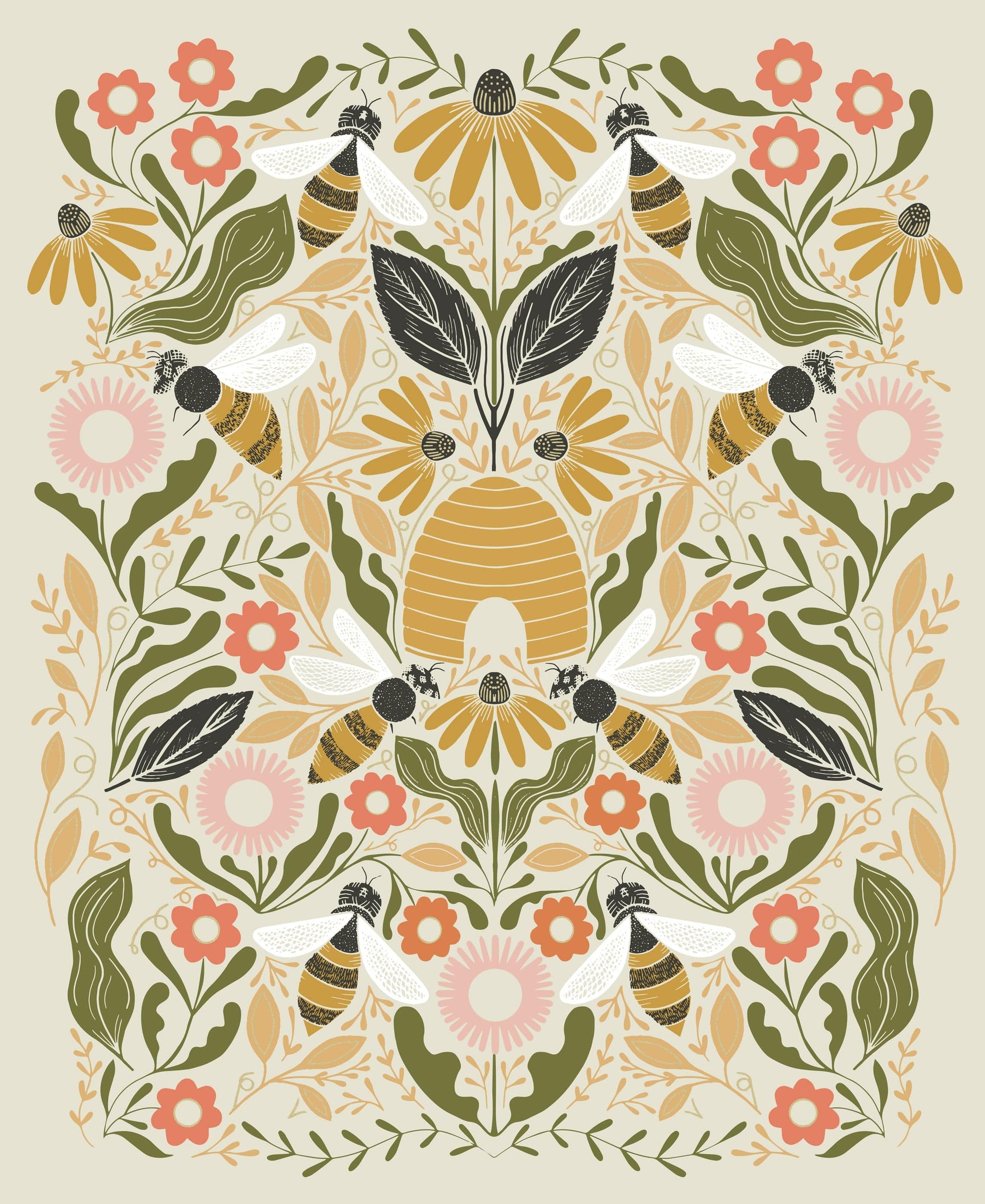 Moda Fabric Panels & Labels Moda Bee Garden Metallic Porcelain Panel 48418 11M  - The Sewing Studio