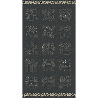 Moda Fabric Panels & Labels Moda Bloom And Grow Black Emboridery Fabric Panel 7055-14  - The Sewing Studio for sale UK - The Sewing Studio