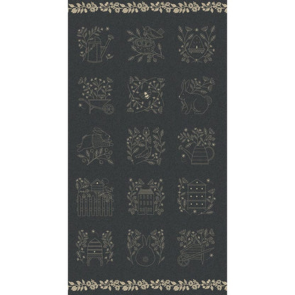 Moda Fabric Panels & Labels Moda Bloom And Grow Black Emboridery Fabric Panel 7055-14  - The Sewing Studio