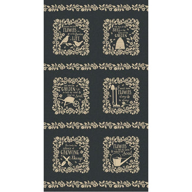 Moda Fabric Panels & Labels Moda Bloom And Grow Fabric Panel Black 7056-14  - The Sewing Studio for sale UK - The Sewing Studio