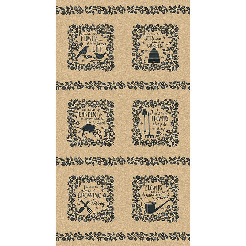 Moda Bloom And Grow Fabric Panel Tan 7056-12 | Fabric Panels & Labels
