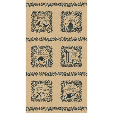 Moda Fabric Panels & Labels Moda Bloom And Grow Fabric Panel Tan 7056-12  - The Sewing Studio for sale UK - The Sewing Studio