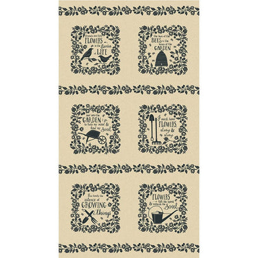 Moda Fabric Panels & Labels Moda Bloom And Grow Linen Fabric Panel Linen 7056-11  - The Sewing Studio for sale UK - The Sewing Studio