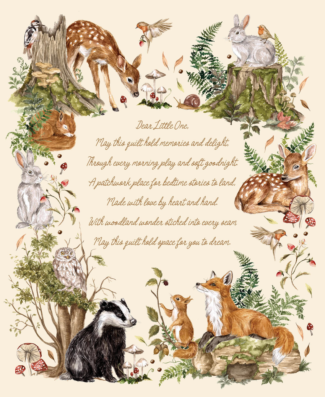 Moda Fabric Panels & Labels Moda Fable and Fern Animals Panel - The Sewing Studio