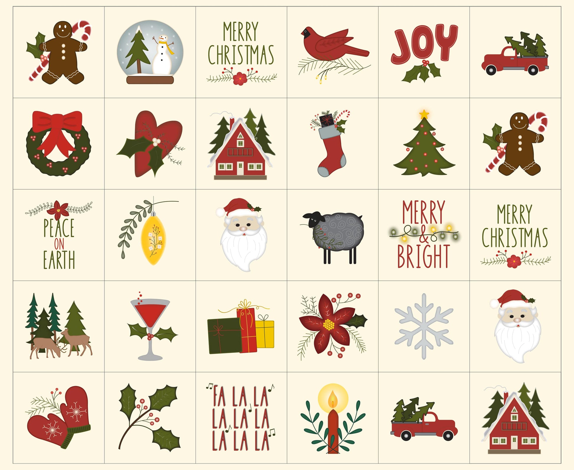 Multi-coloured Christmas Moda Fabric Panels & Labels Moda Joyful Gatherings II Fabric Panel - The Sewing Studio