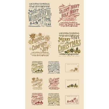 Moda Fabric Panels & Labels Moda Old World Yuletide 24 x 44 Inch Panel Eggshell 45629 11M  - The Sewing Studio for sale UK - The Sewing Studio