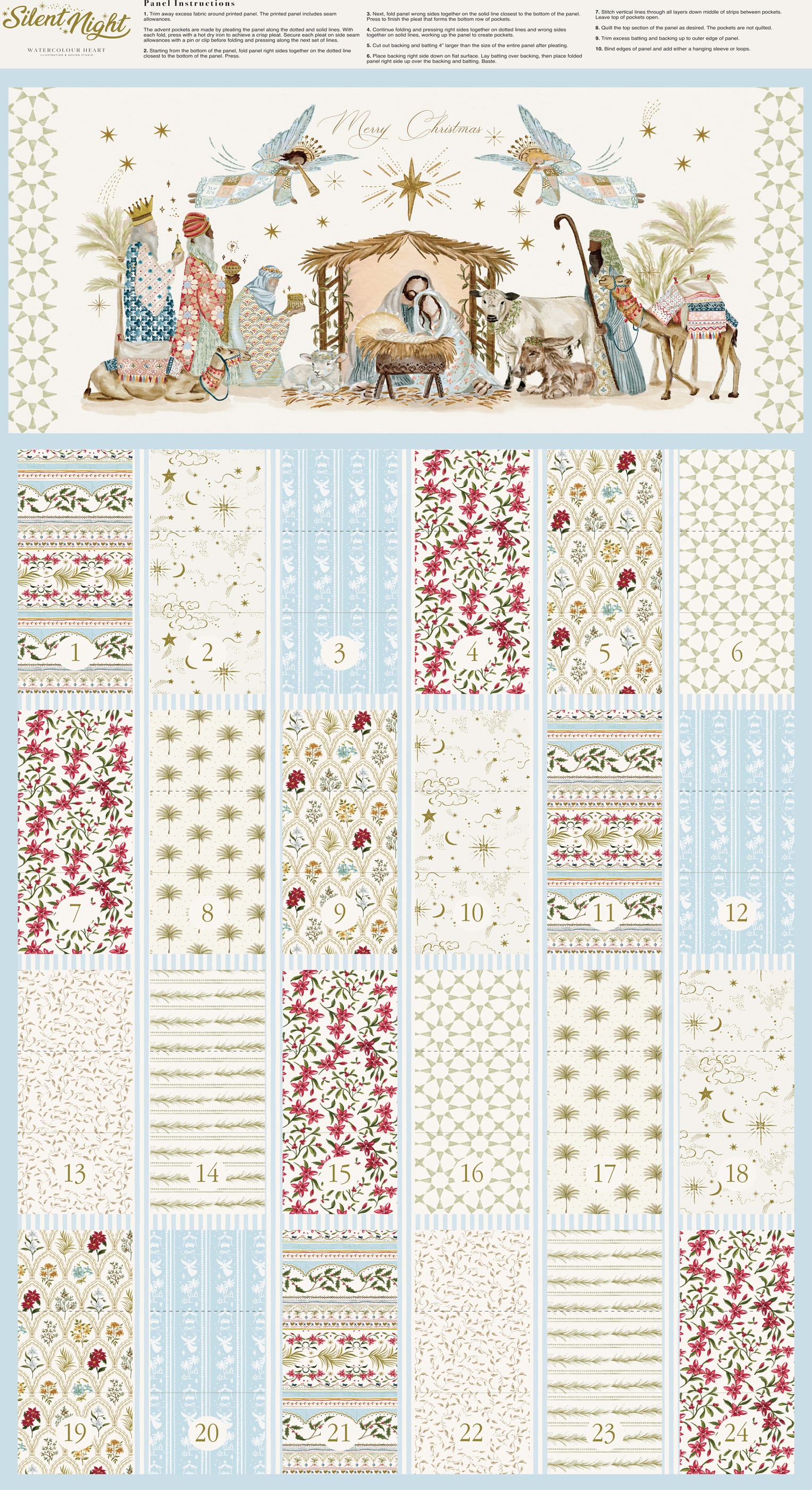 Creams and Naturals Christmas Moda Fabric Panels & Labels Moda Silent Night Fabric Panel - The Sewing Studio