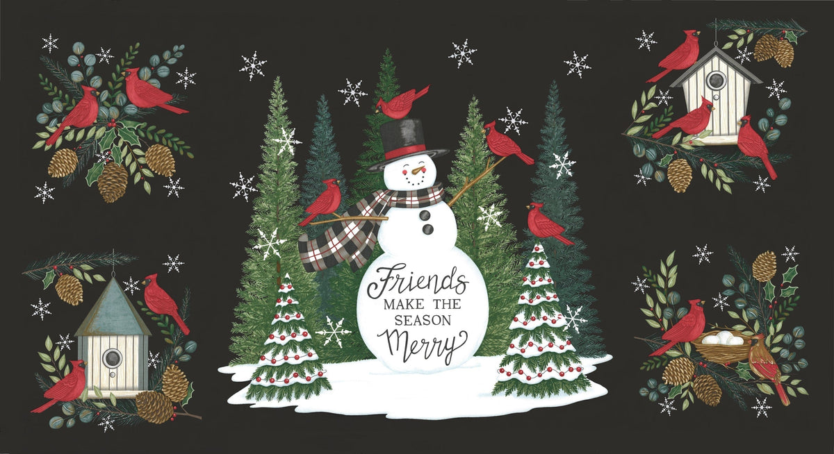 Moda Winter Friends 24 x 44 Inch Panel Snowman Charcoal 56139 18