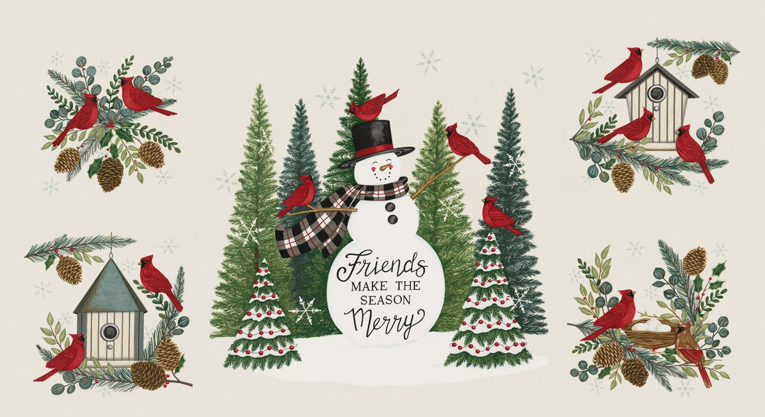 Moda Fabric Panels & Labels Moda Winter Friends 24 x 44 Inch Panel Snowman Snowy White 56139 11  - The Sewing Studio