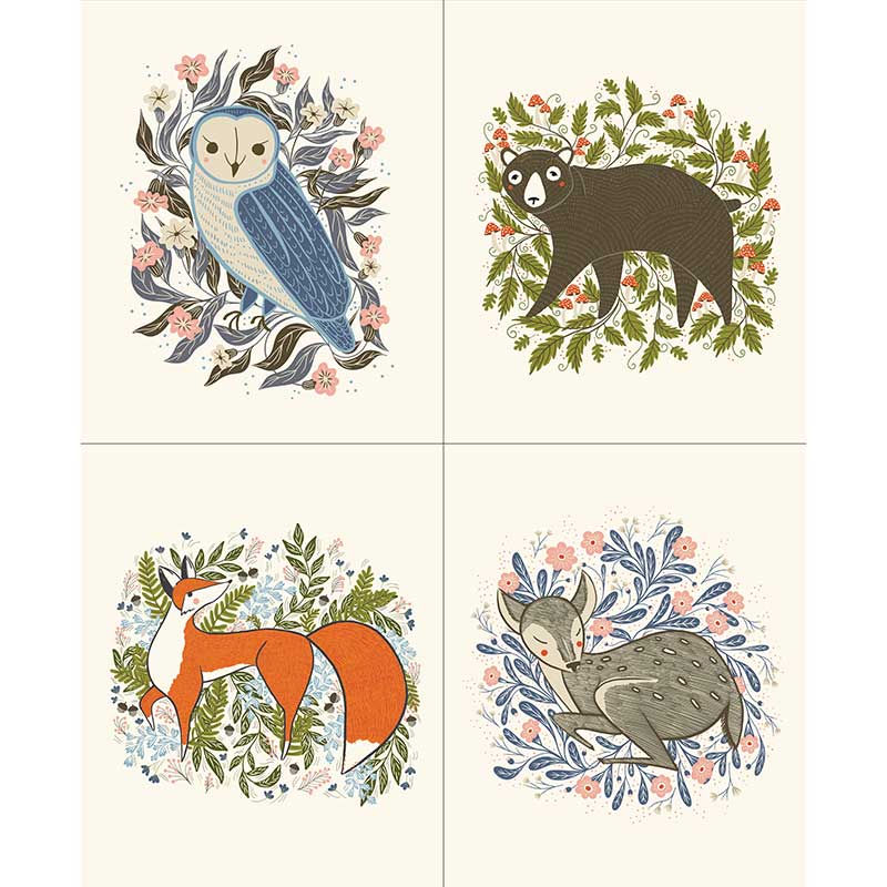 Moda Woodland Wonder Animal Fabric Panel 48400-11 | Fabric Panels & Labels