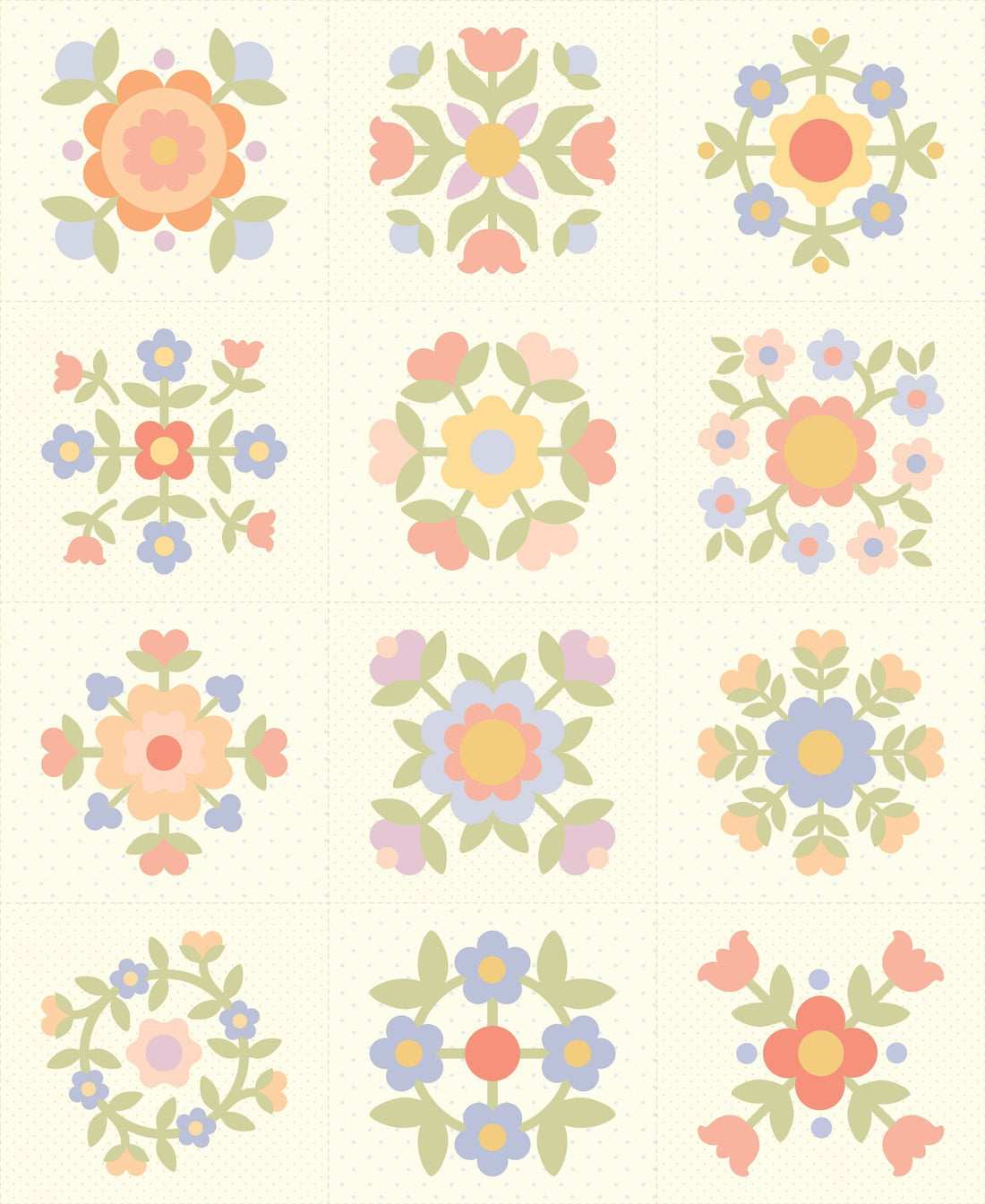 Moda Fabric Panels & Labels Moda Pastel Prairie Panel  - The Sewing Studio