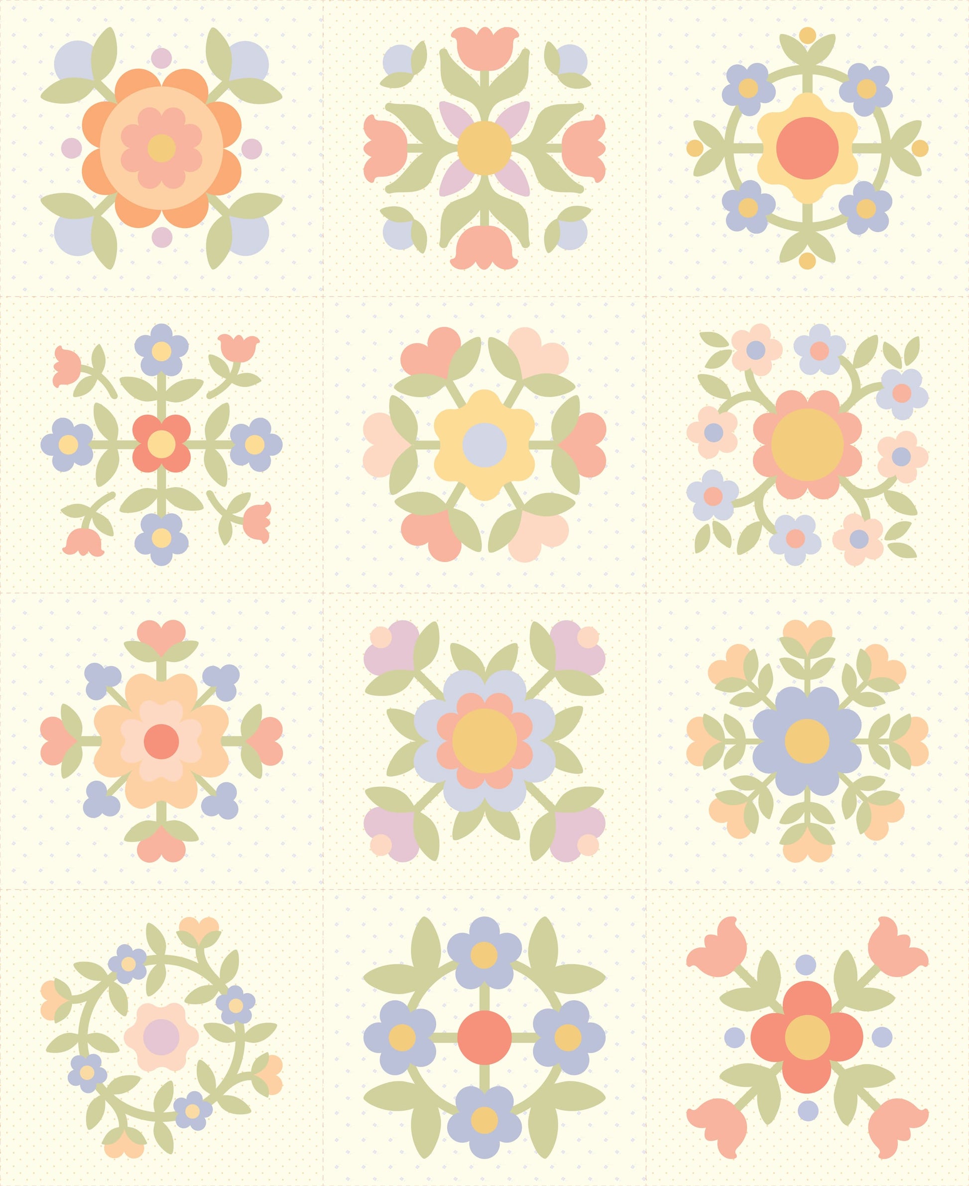 Multi-coloured Floral Moda Fabric Panels & Labels Moda Pastel Prairie Panel - The Sewing Studio