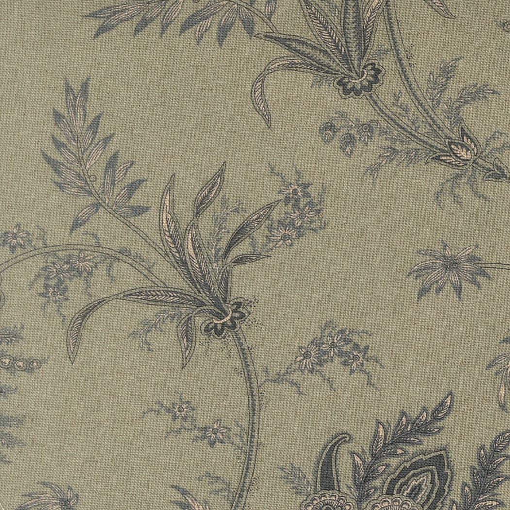 Blue Floral Moda Fabric Moda Breathtaking Blues Linen - The Sewing Studio