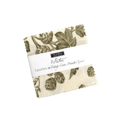 Moda 3 Sisters Favourites Vintage Linens Meadow Greens Mini Charm Pack 44362MC
