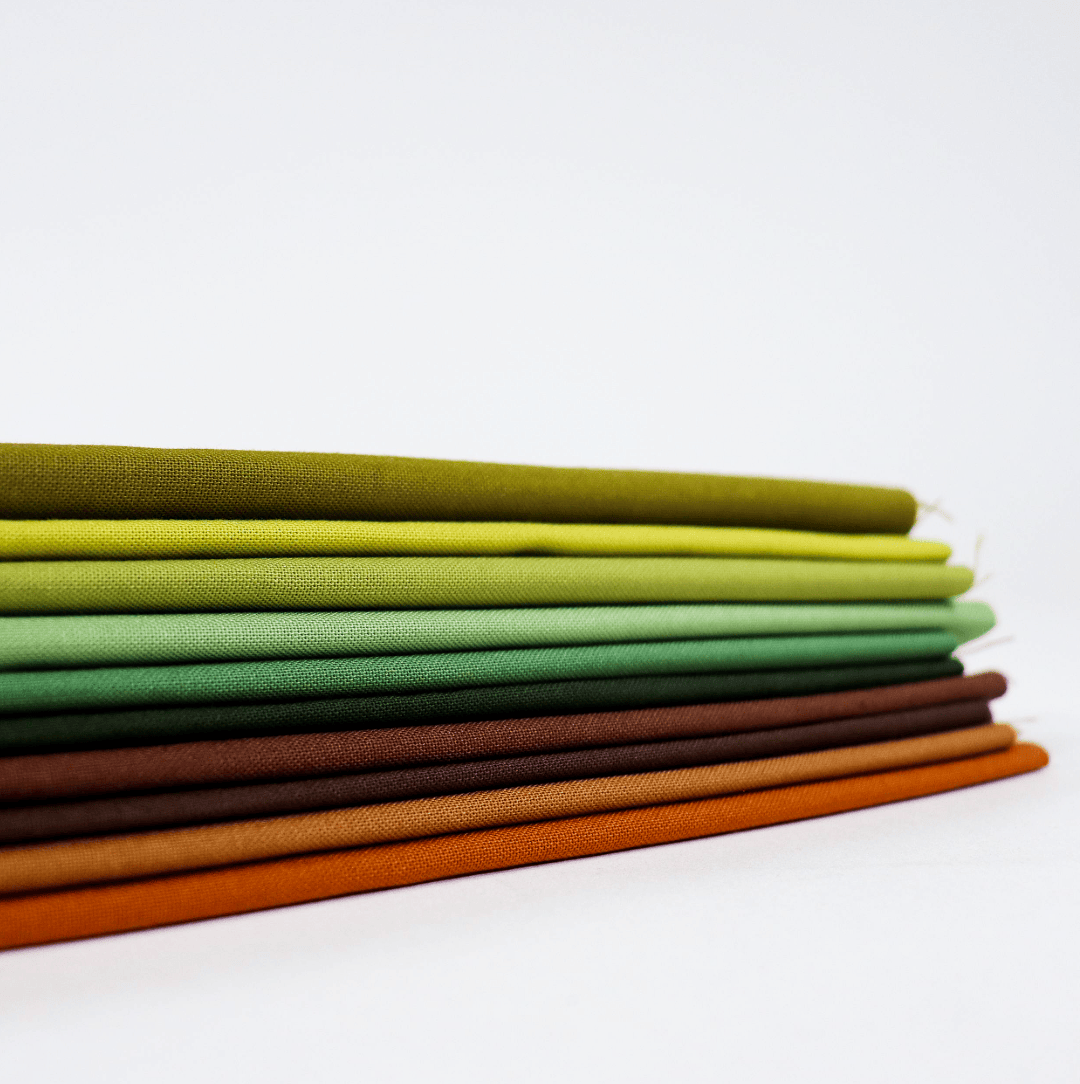 Moda Fabric Pre Cuts Moda Bella Solids Koos/Woodland 10 Piece Fat Quarter Bundle - The Sewing Studio