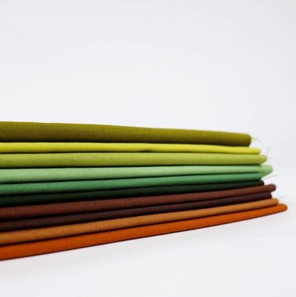 Moda Fabric Pre Cuts Moda Bella Solids Koos/Woodland 10 Piece Fat Quarter Bundle - The Sewing Studio