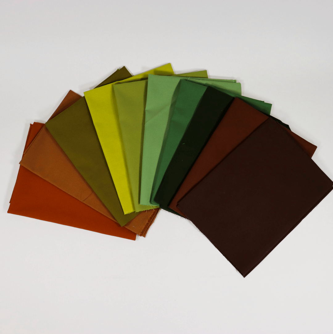 Moda Fabric Pre Cuts Moda Bella Solids Koos/Woodland 10 Piece Fat Quarter Bundle - The Sewing Studio