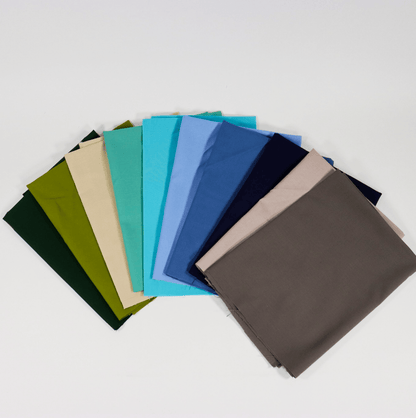Moda Fabric Pre Cuts Moda Bella Solids Rockpool 10 Piece Fat Quarter Bundle - The Sewing Studio