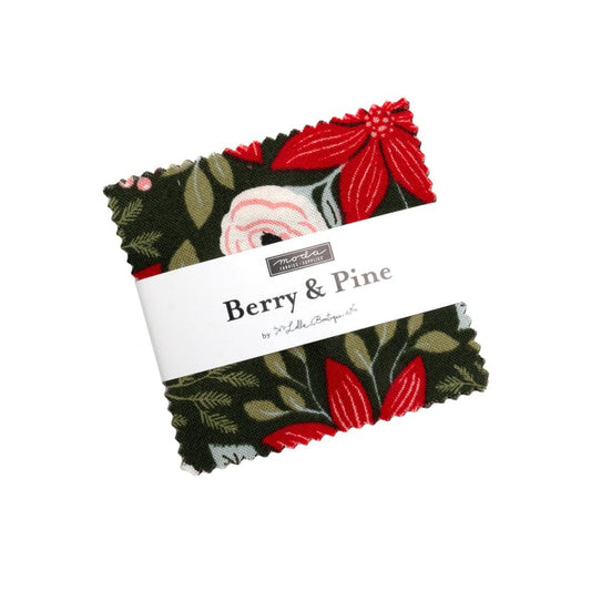 Multi-coloured Christmas, Floral, Musical Moda Fabric Pre Cuts Moda Berry and Pine Mini Charm Pack 5240MC - The Sewing Studio
