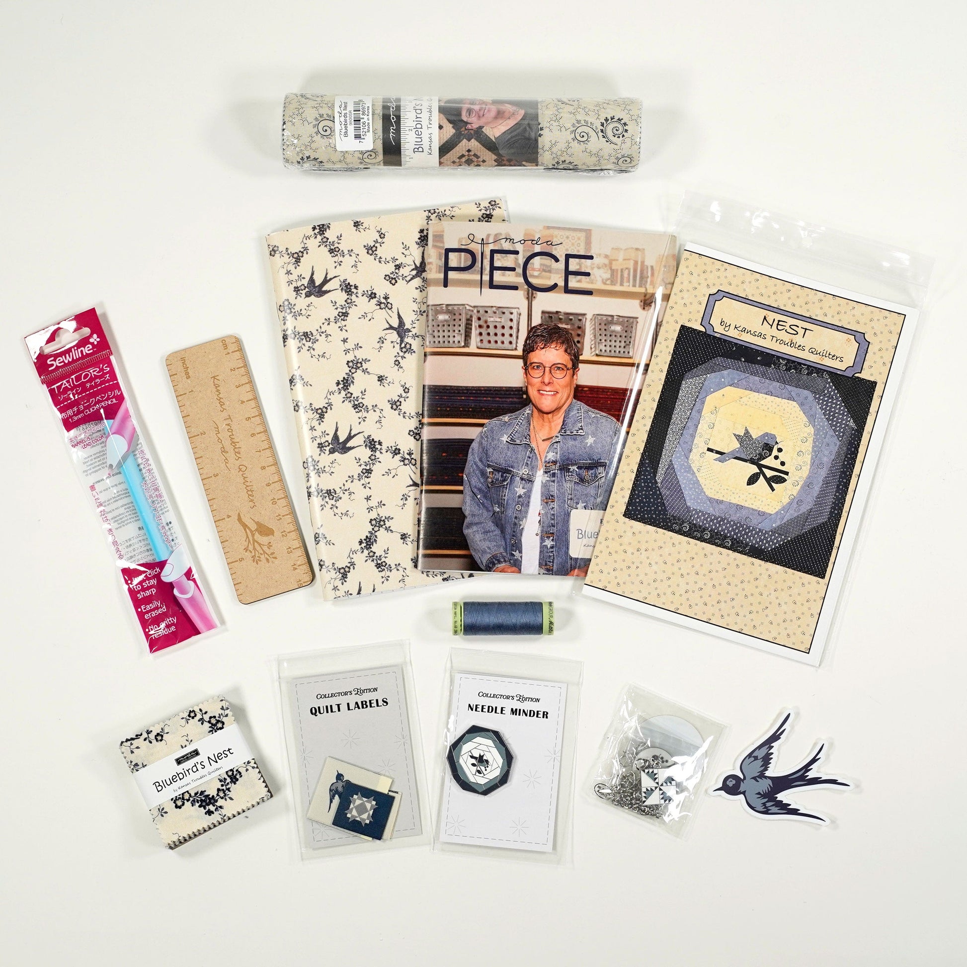 Moda Fabric Pre Cuts Moda Bluebirds Nest Collectors Box Quilt Kit  - The Sewing Studio