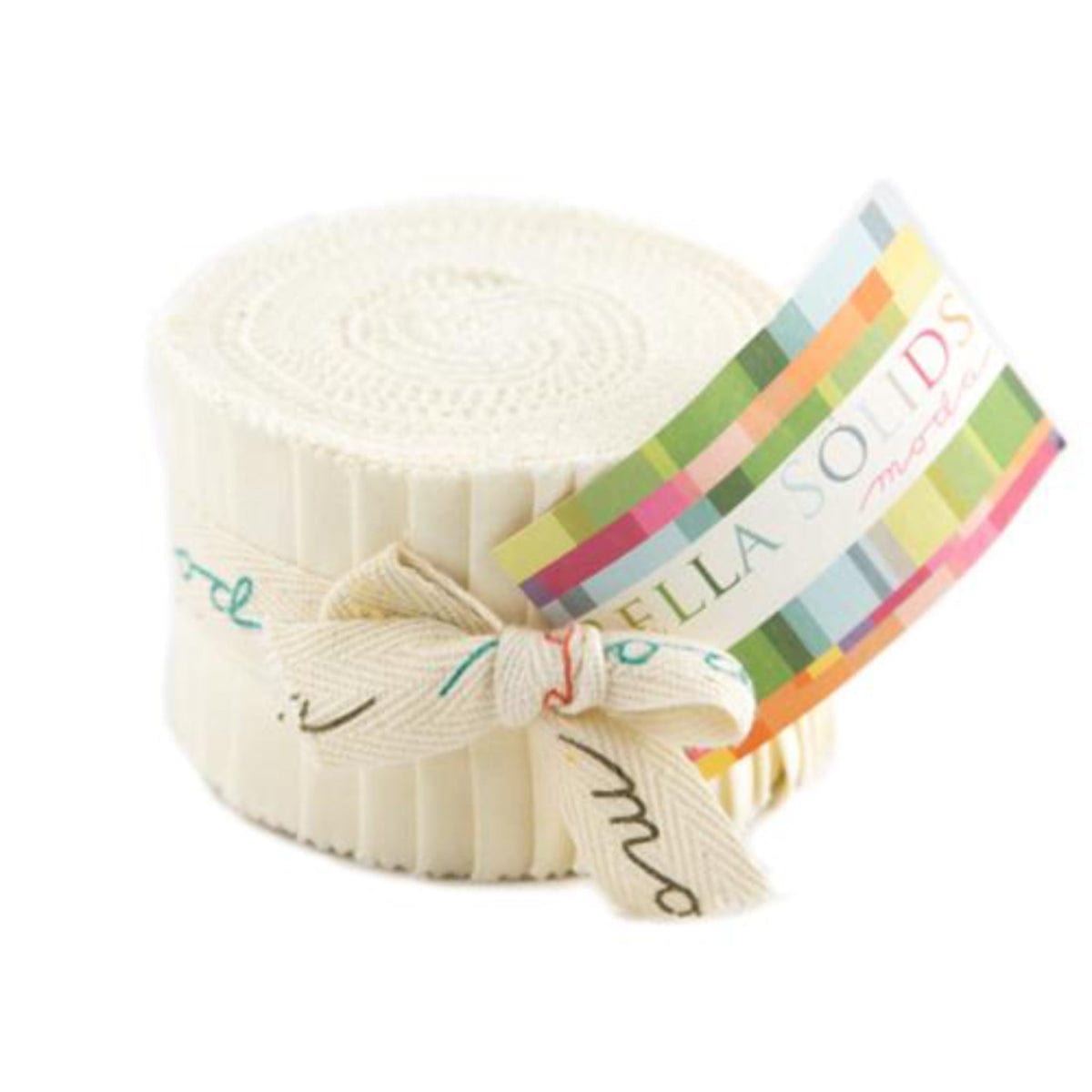 Moda Fabric Pre Cuts Moda Fabric Junior Jelly Roll Bella Solids Ivory  - The Sewing Studio