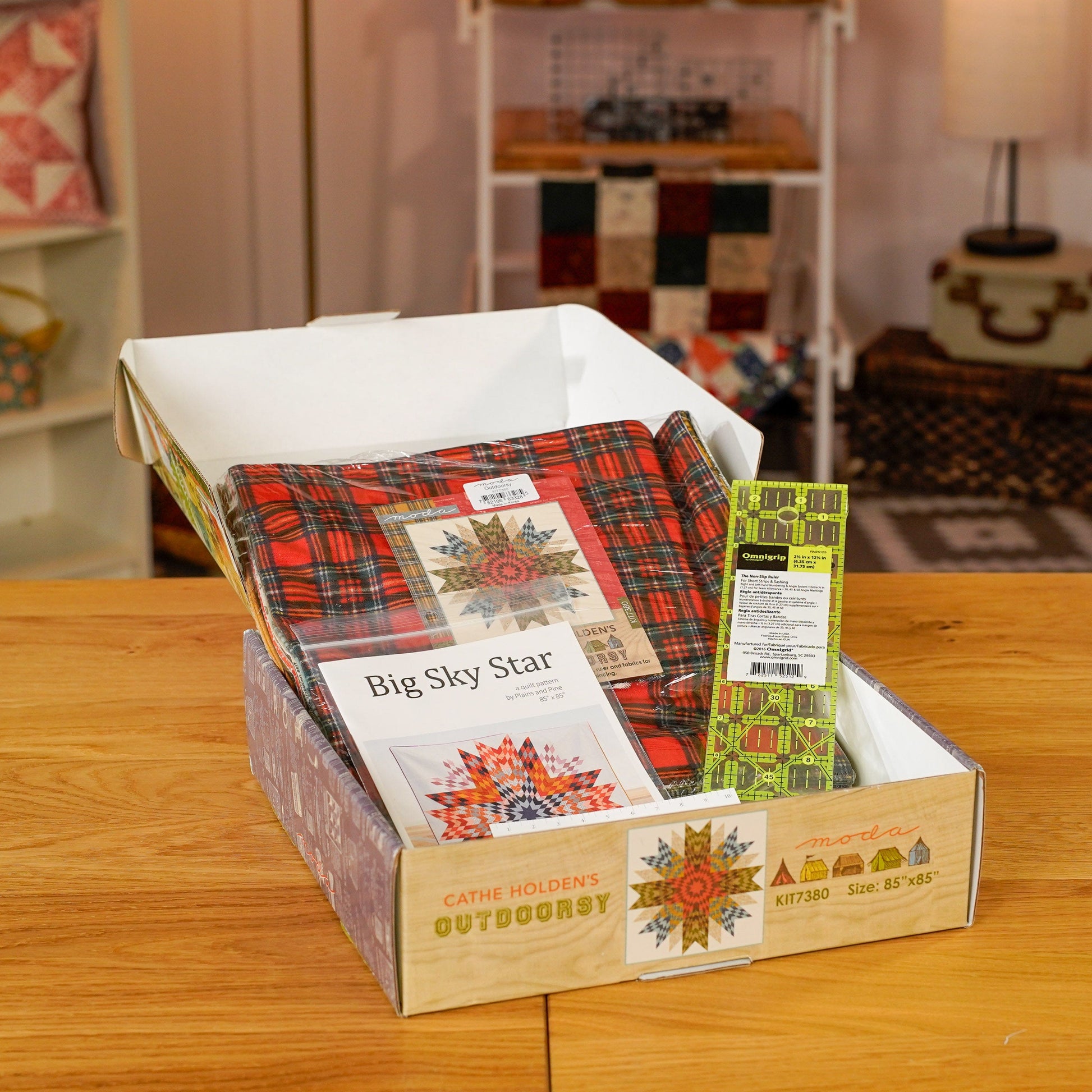 Moda Fabric Pre Cuts Moda Fabric Outdoorsy Big Star Quilt Kit With Ruler  - The Sewing Studio