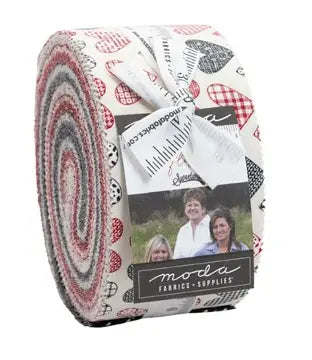 Multi-coloured Novelty Moda Fabric Pre Cuts Moda Flirt Jelly Roll 55570JR - The Sewing Studio